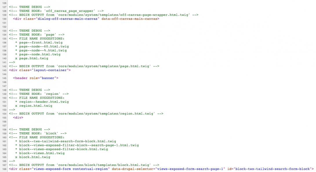 Drupal Twig debugging enabled