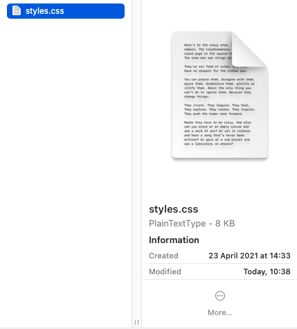 style.css filesize after a production build!